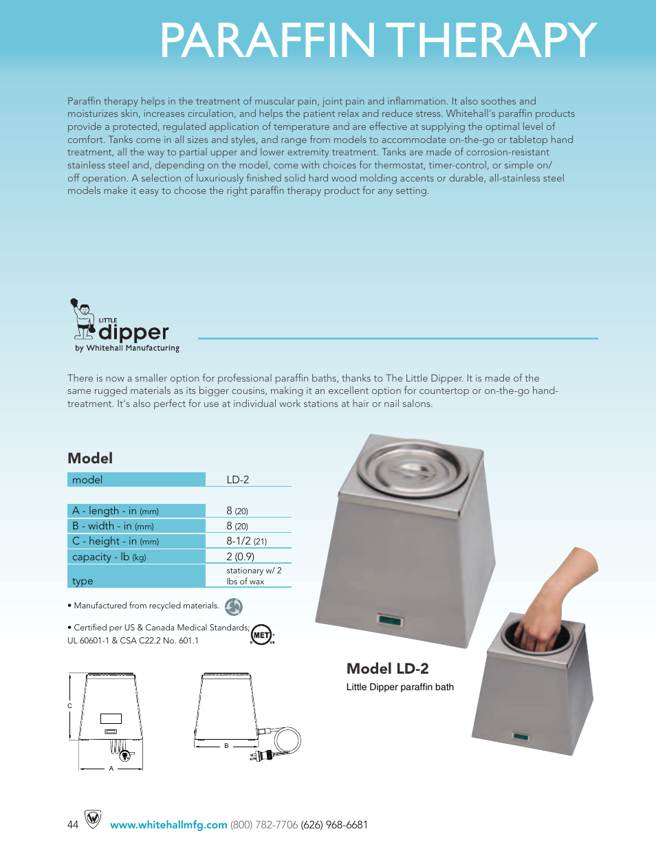 Whitehall Manufacturing LD-2 User Manual | 1 page
