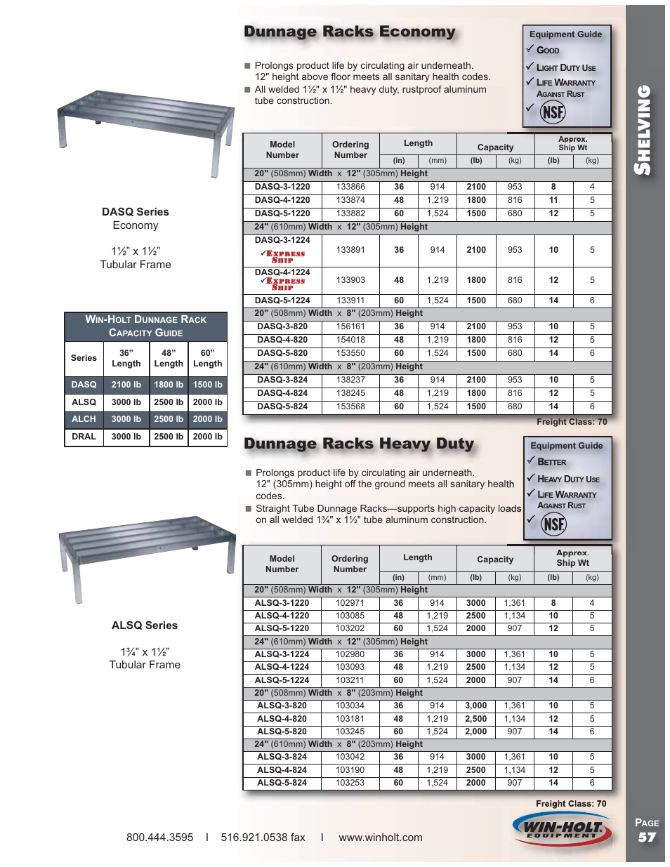 Hel ving, Dunnage racks economy, Dunnage racks heavy duty | Win-Holt PLSQ Series Dunnage Racks User Manual | Page 2 / 3