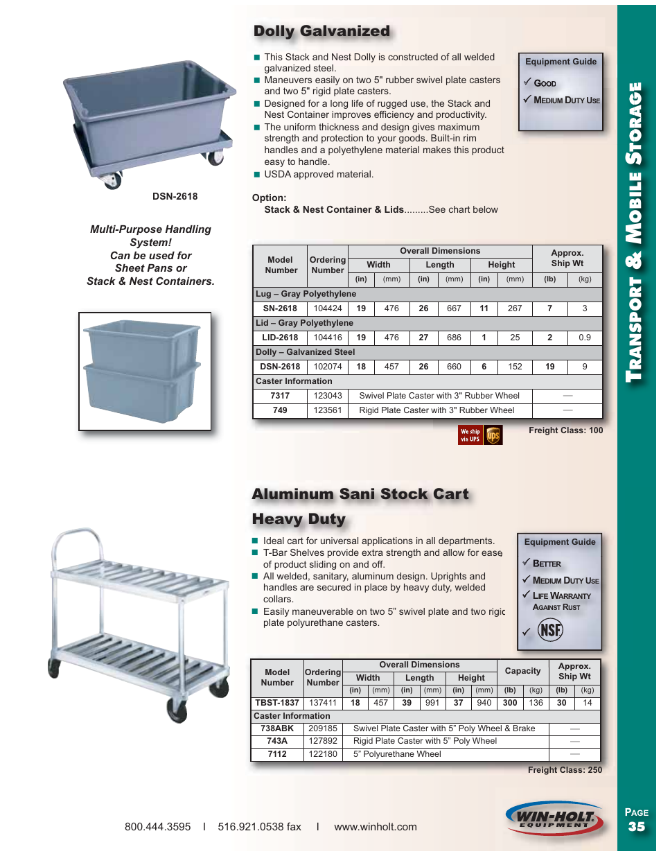 Ransport, Obile, Tora ge | Dolly galvanized, Aluminum sani stock cart heavy duty | Win-Holt DSN-2618 User Manual | Page 3 / 3