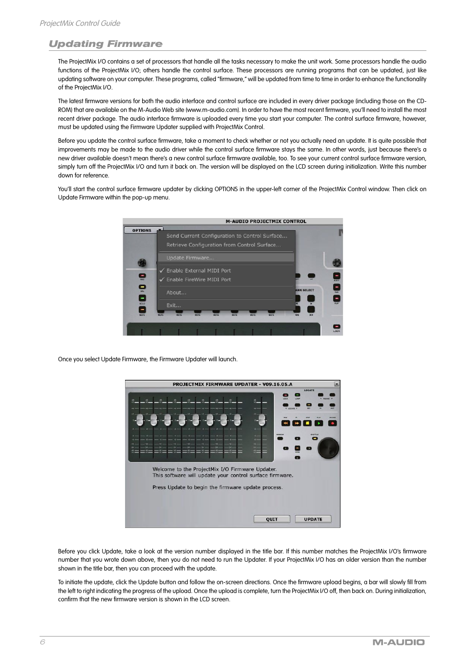 Updating firmware | M-AUDIO ProjectMix I/O User Manual | Page 5 / 7