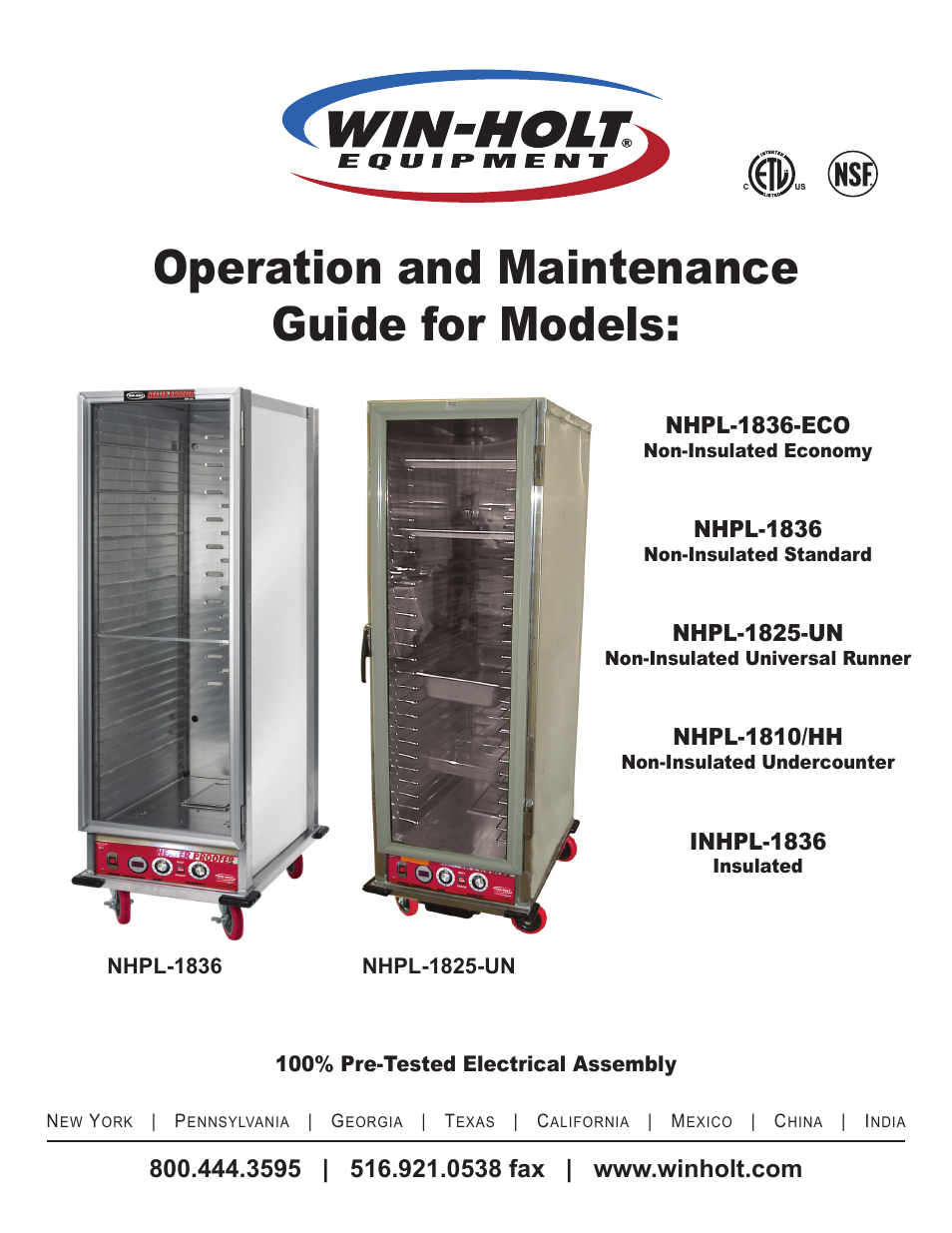 Win-Holt NHPL-1836-ECOC User Manual | 10 pages