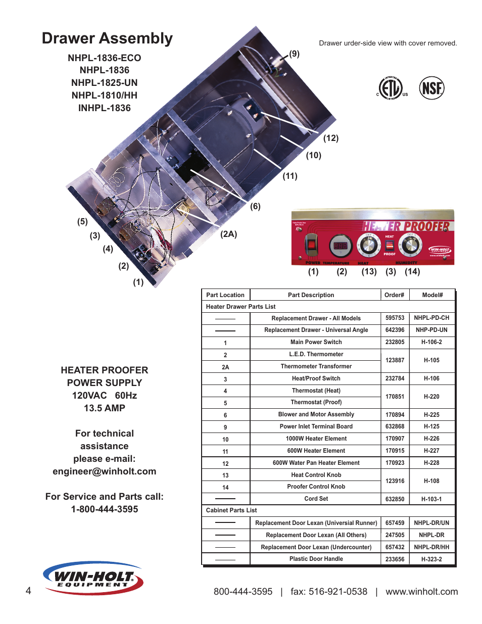 Drawer assembly | Win-Holt NHPL-1836-ECOC User Manual | Page 6 / 10