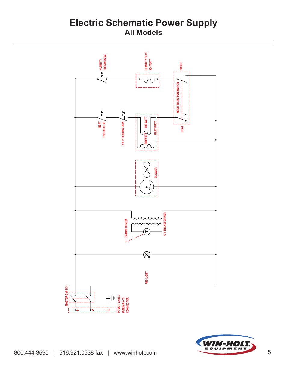 Electric schematic power supply, All models | Win-Holt NHPL-1836-ECOC User Manual | Page 7 / 10