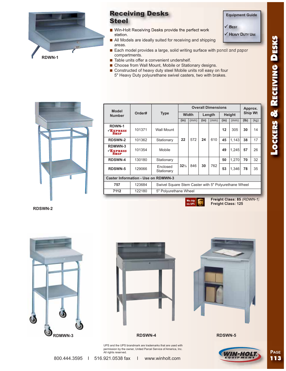 Ockers, Eceiving, Esks | Receiving desks steel | Win-Holt RDWNSS-1 User Manual | Page 2 / 3