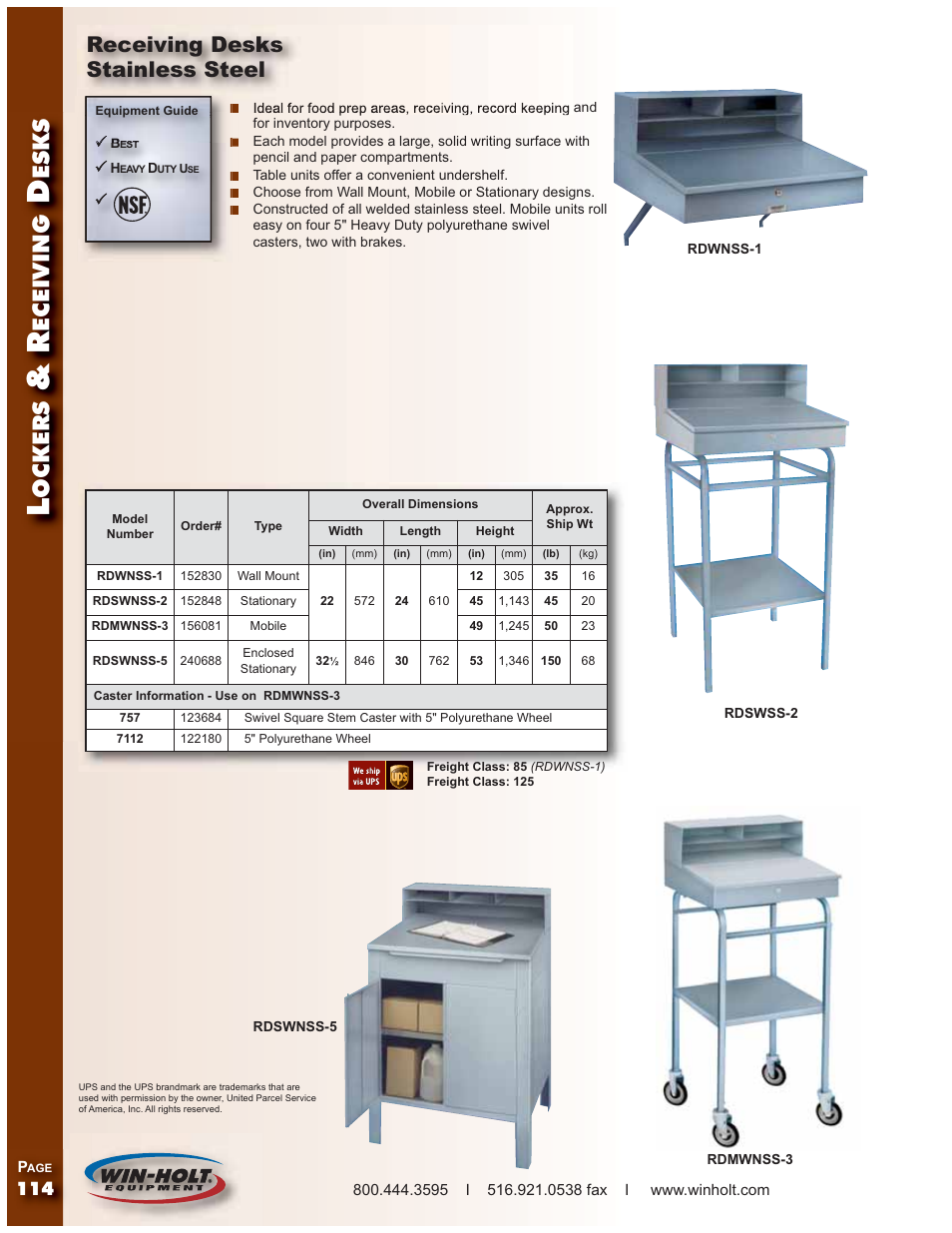 Ockers, Eceiving, Esks | Receiving desks stainless steel | Win-Holt RDWNSS-1 User Manual | Page 3 / 3