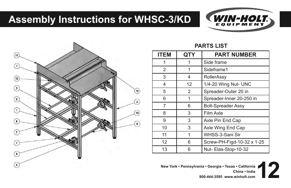 Assembly instructions for whsc-3/kd | Win-Holt WHSS-1 User Manual | Page 13 / 14