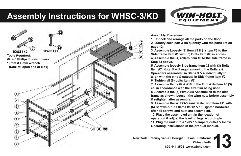 Assembly instructions for whsc-3/kd | Win-Holt WHSS-1 User Manual | Page 14 / 14