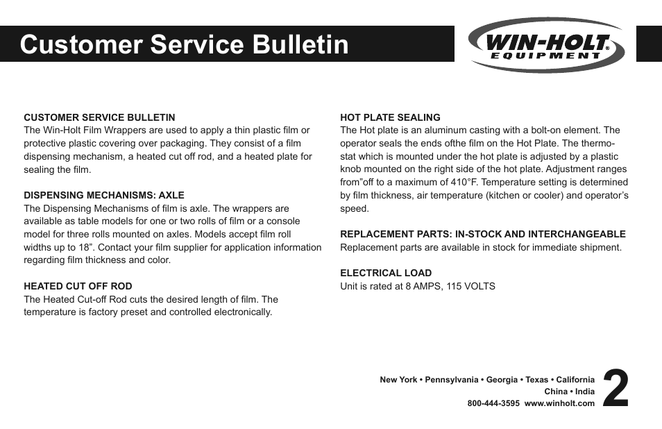 Customer service bulletin | Win-Holt WHSS-1 User Manual | Page 3 / 14
