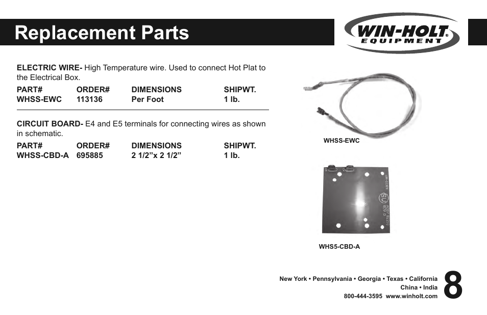 Replacement parts | Win-Holt WHSS-1 User Manual | Page 9 / 14