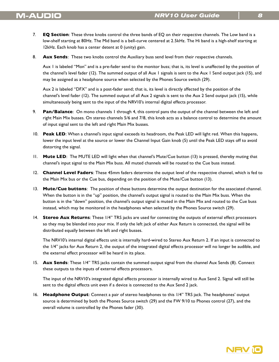 M-AUDIO NRV10 User Manual | Page 8 / 25