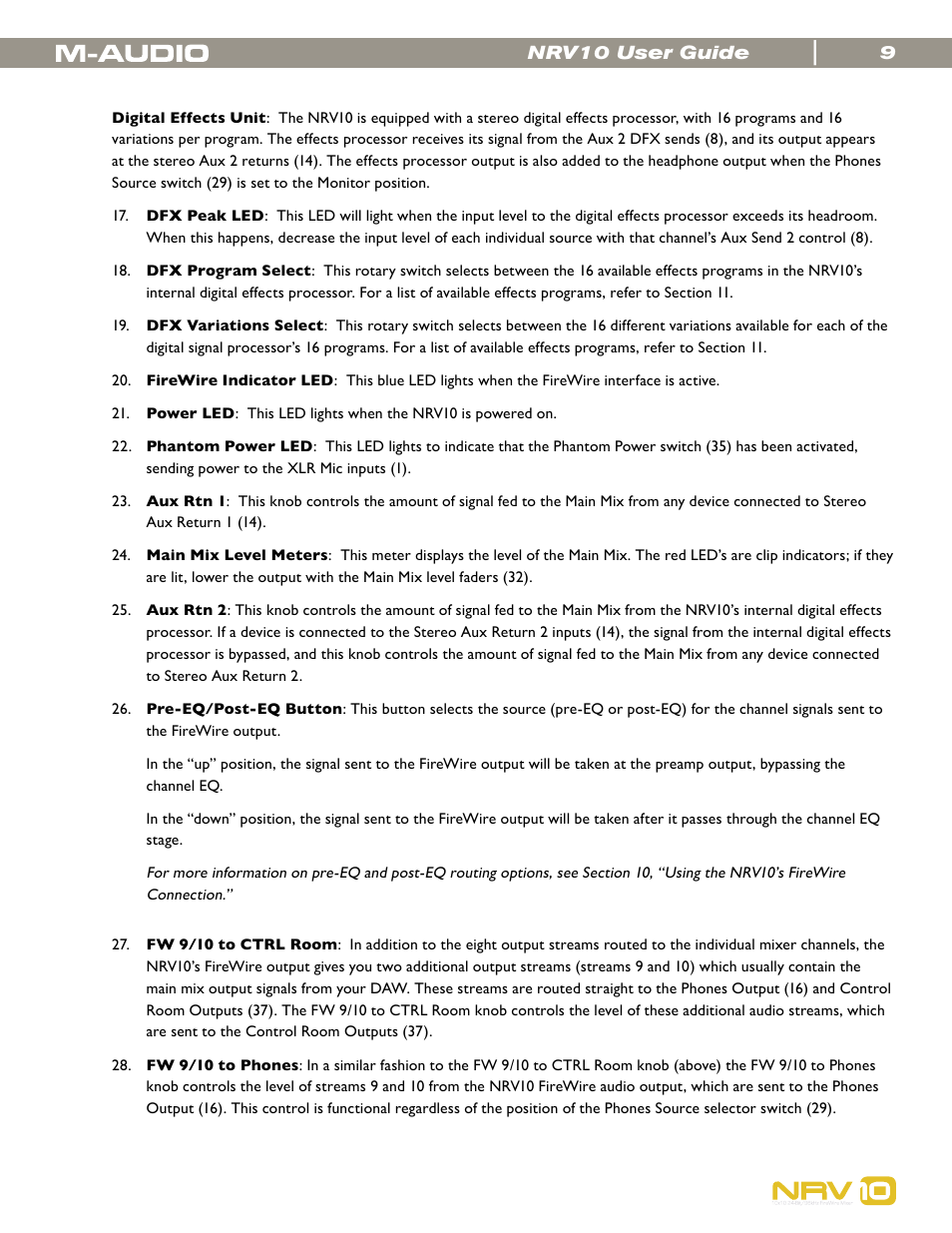 M-AUDIO NRV10 User Manual | Page 9 / 25