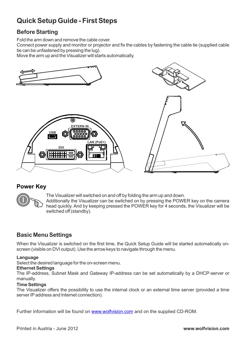 WolfVision VZ-3 Quick Setup Guide User Manual | 1 page