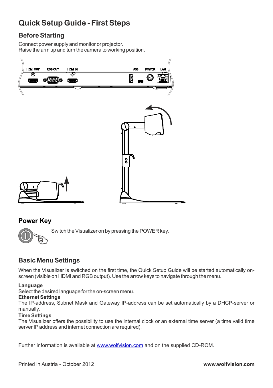 WolfVision VZ-8light 4 Quick Setup Guide User Manual | 2 pages