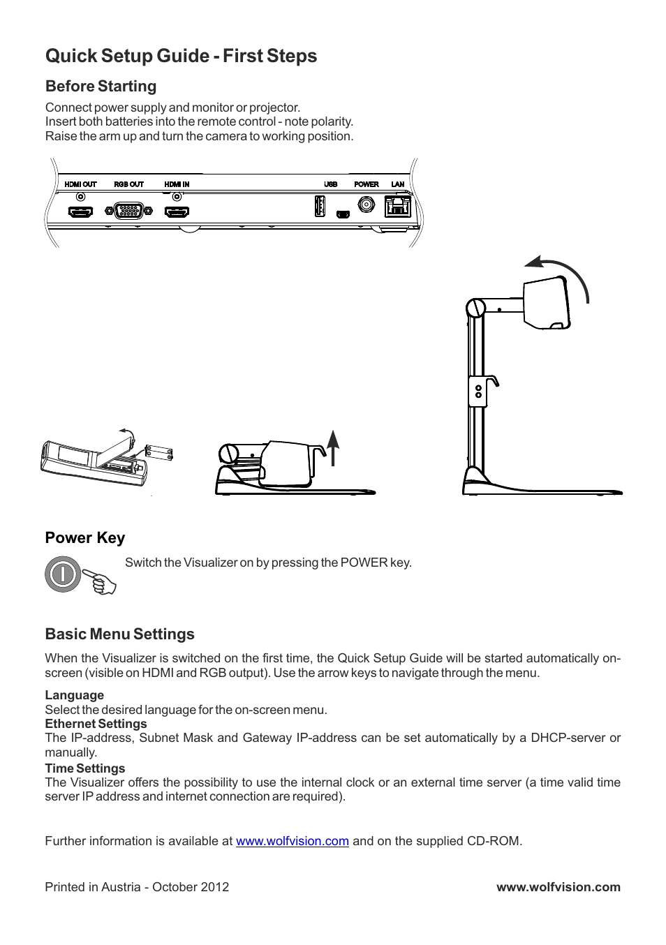 WolfVision VZ-8plus 4 Quick Setup Guide User Manual | 2 pages