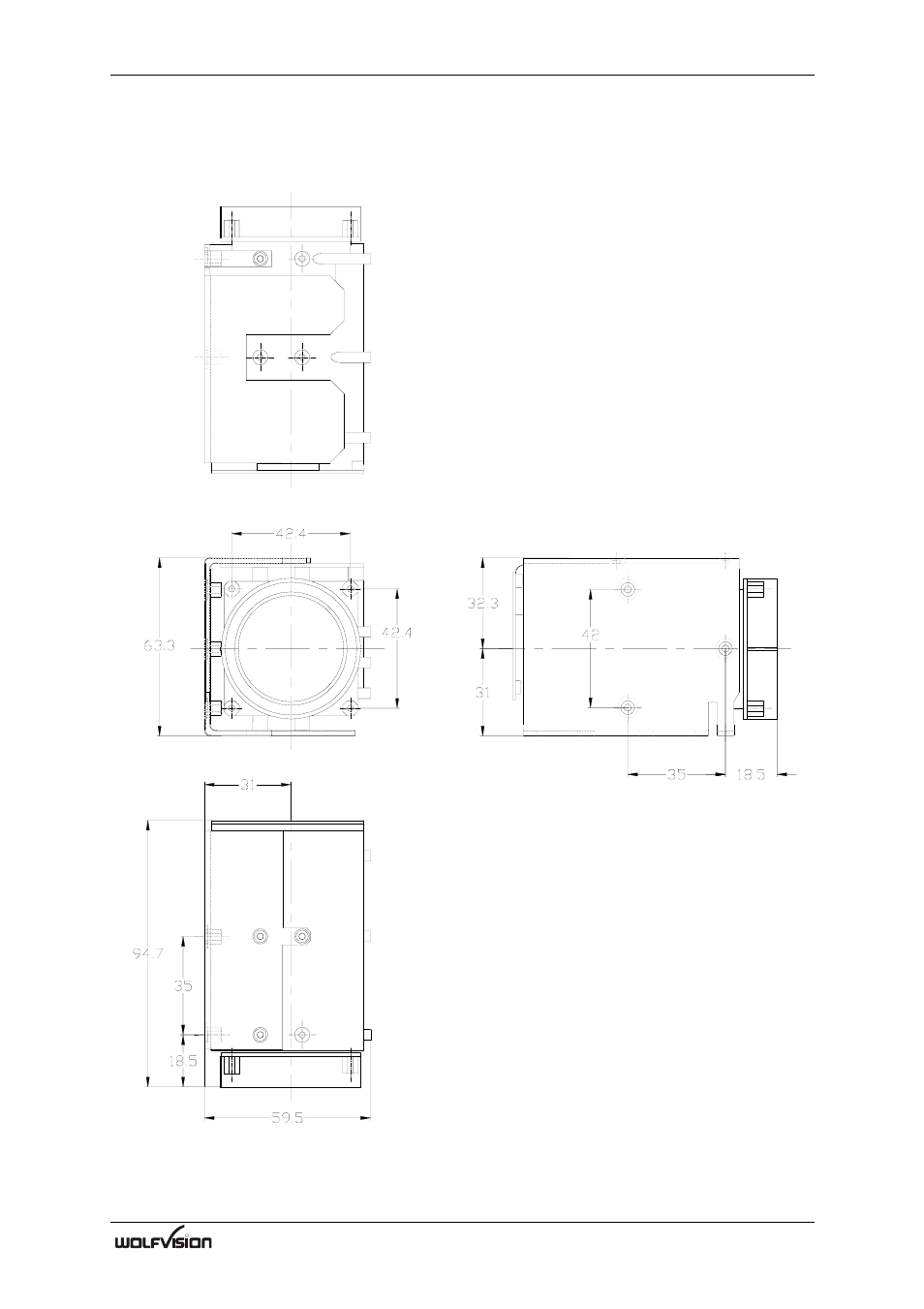 Dimensions | WolfVision SCB-1 User Manual | Page 4 / 32