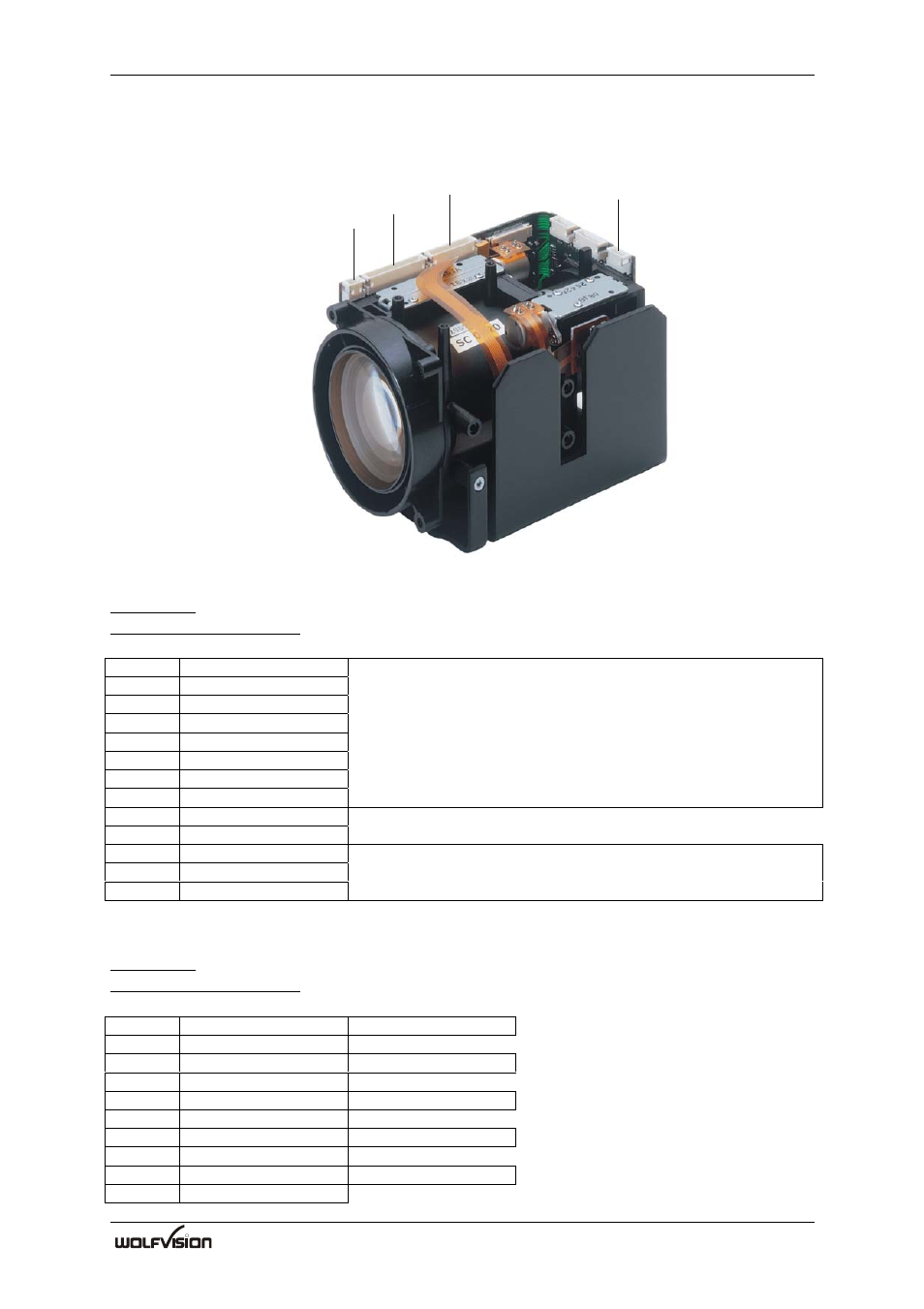 Pin assignment, J1 key control, J5 xga-output | WolfVision SCB-1 User Manual | Page 5 / 32