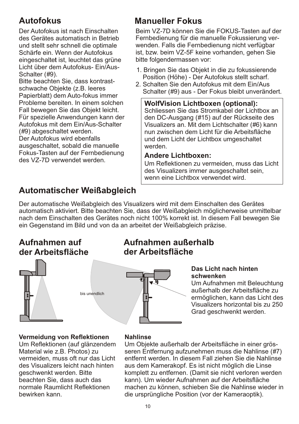 Manueller fokus | WolfVision VZ-7D User Manual | Page 10 / 24