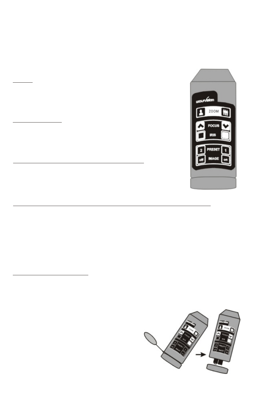 Seite16, Caractèristiques supplèmentaires du vz-7d, Télécommande à infrarouge (pour vz-7d seulement) | Changer les piles | WolfVision VZ-5F User Manual | Page 16 / 24