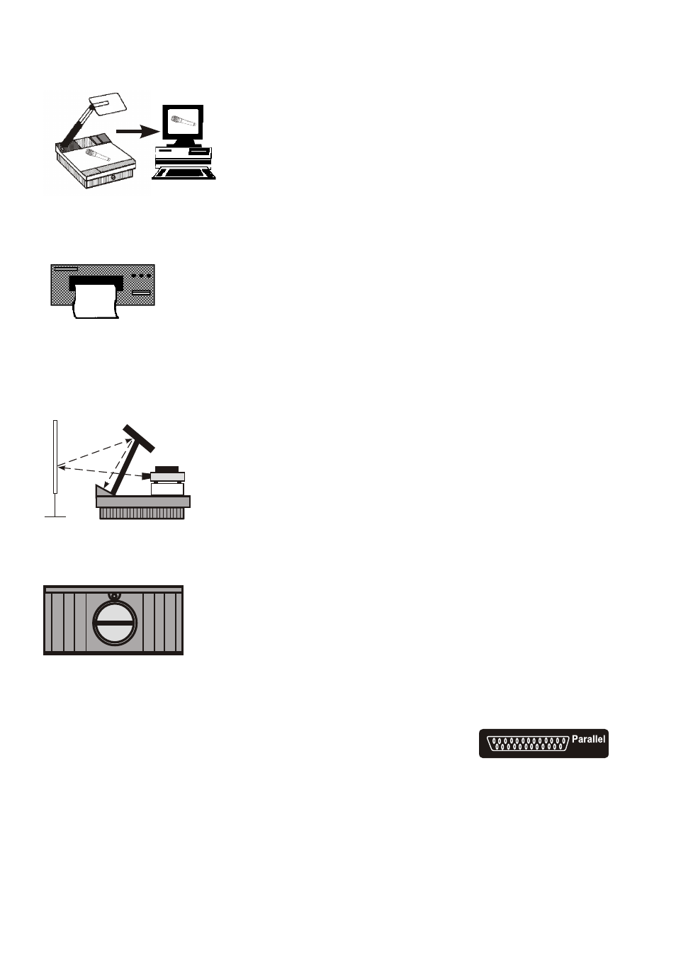 Seite12, Scanning slide shows, Lamp changer | Using a video printer, Read-in device for computers, Connecting an lcd monitor | WolfVision VZ-15b User Manual User Manual | Page 12 / 25