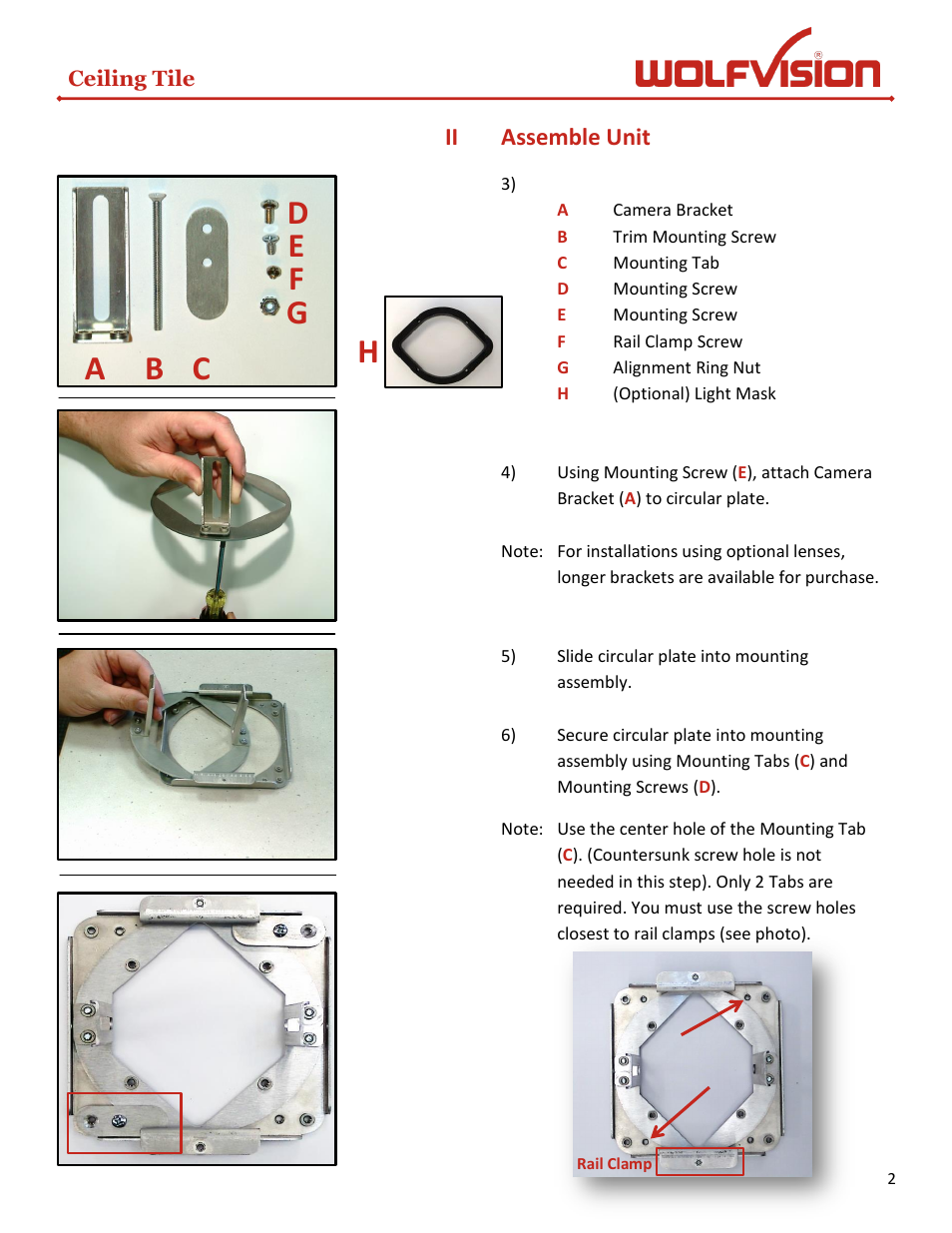 Bg f e d | WolfVision EYE Series Mounting Kit User Manual | Page 3 / 16