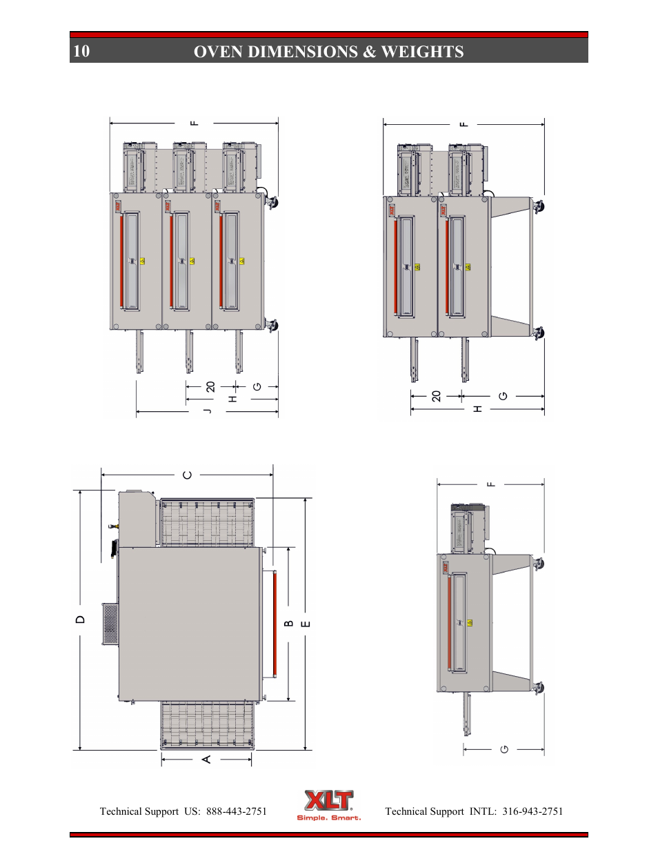 10 oven dimensions & weights | XLT XD-9004E User Manual | Page 10 / 114