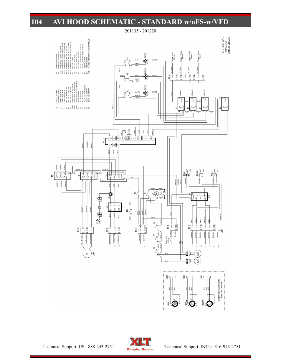 104 avi hood schematic - standard w/ofs-w/vfd | XLT XD-9004E User Manual | Page 104 / 114