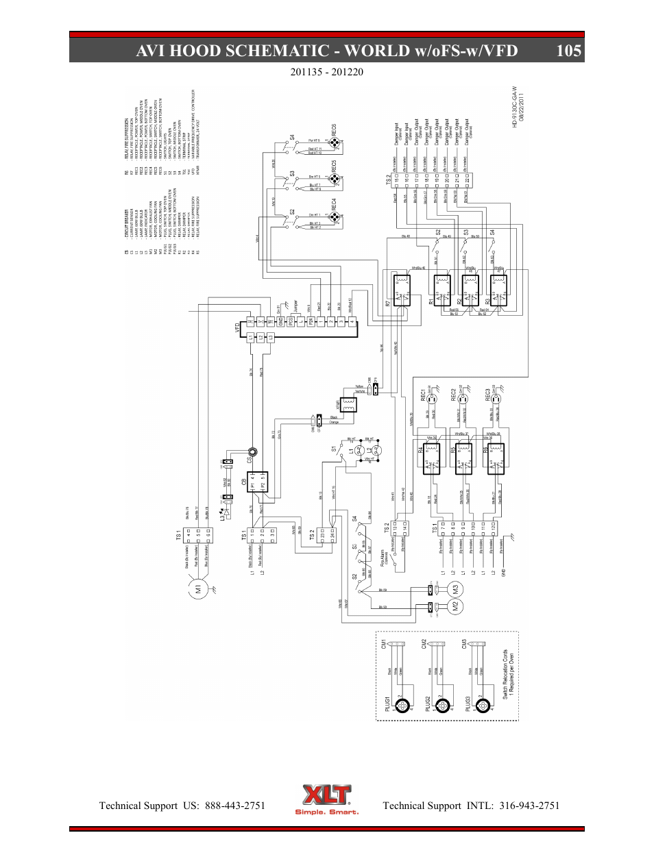 105 avi hood schematic - world w/ofs-w/vfd | XLT XD-9004E User Manual | Page 105 / 114
