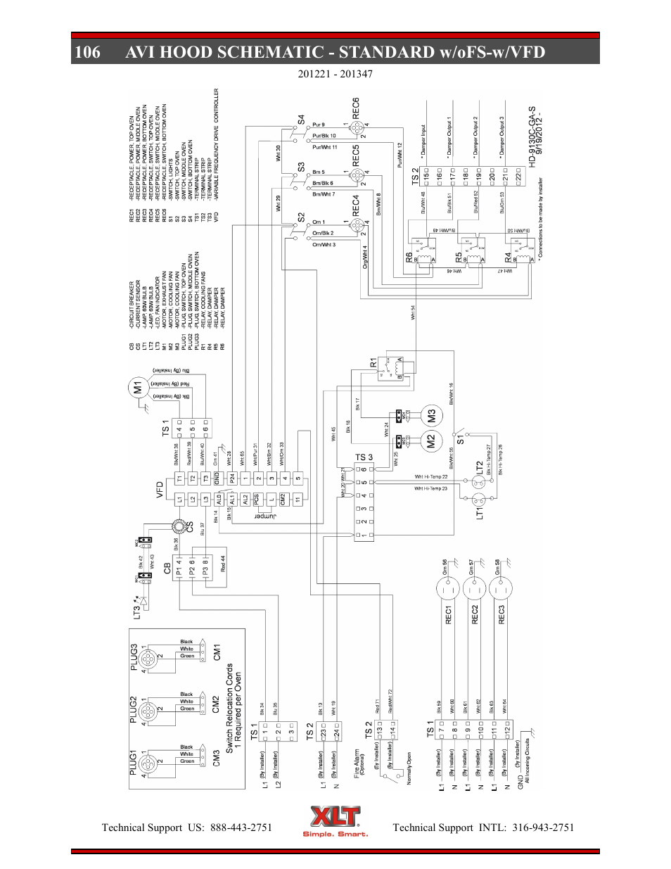 106 avi hood schematic - standard w/ofs-w/vfd | XLT XD-9004E User Manual | Page 106 / 114