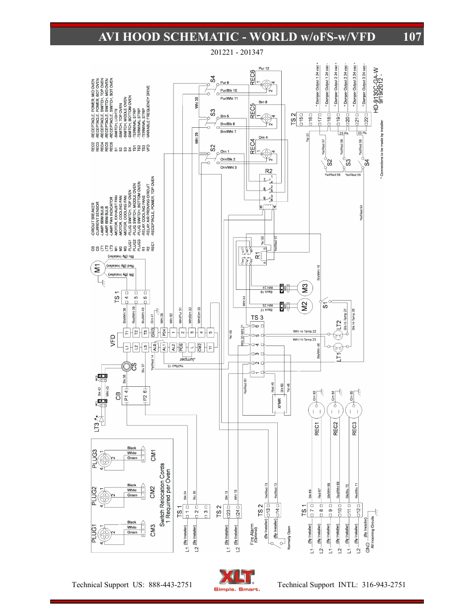 107 avi hood schematic - world w/ofs-w/vfd | XLT XD-9004E User Manual | Page 107 / 114