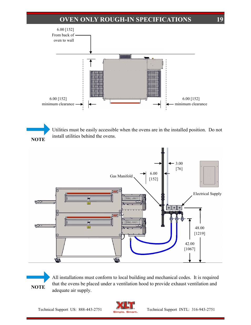 19 oven only rough-in specifications | XLT XD-9004E User Manual | Page 19 / 114