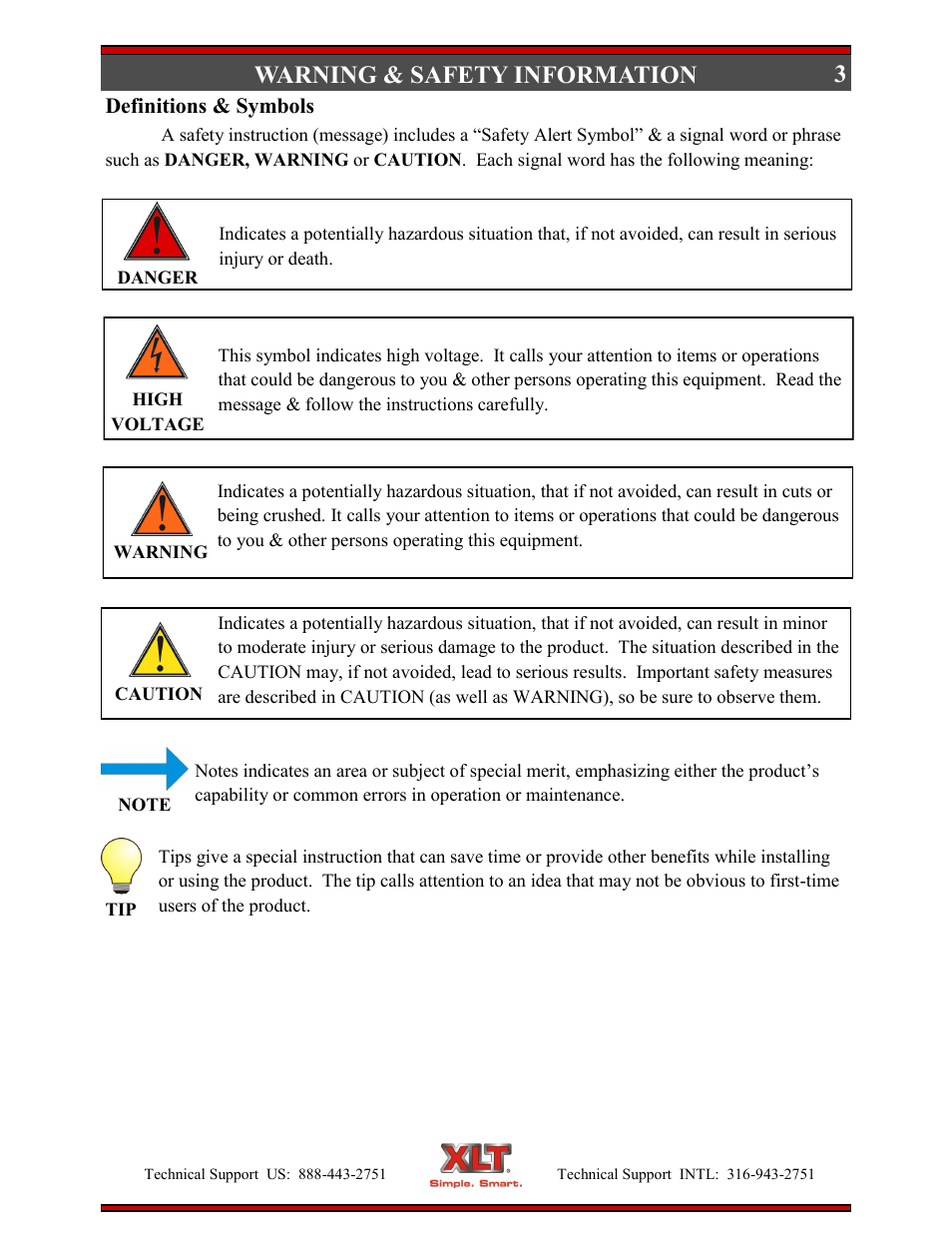 Warning & safety information | XLT XD-9004E User Manual | Page 3 / 114