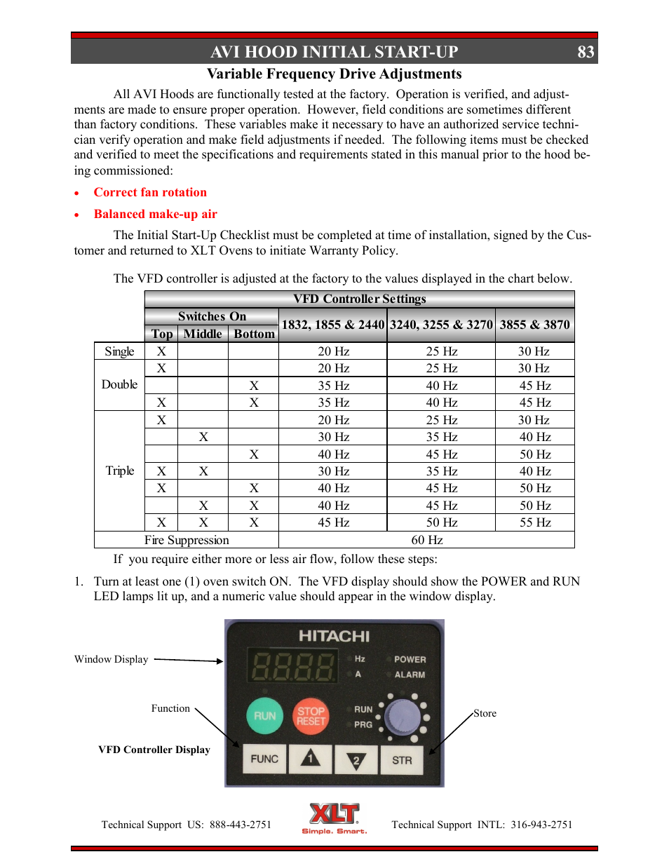 Avi hood initial start-up | XLT XD-9004E User Manual | Page 83 / 114