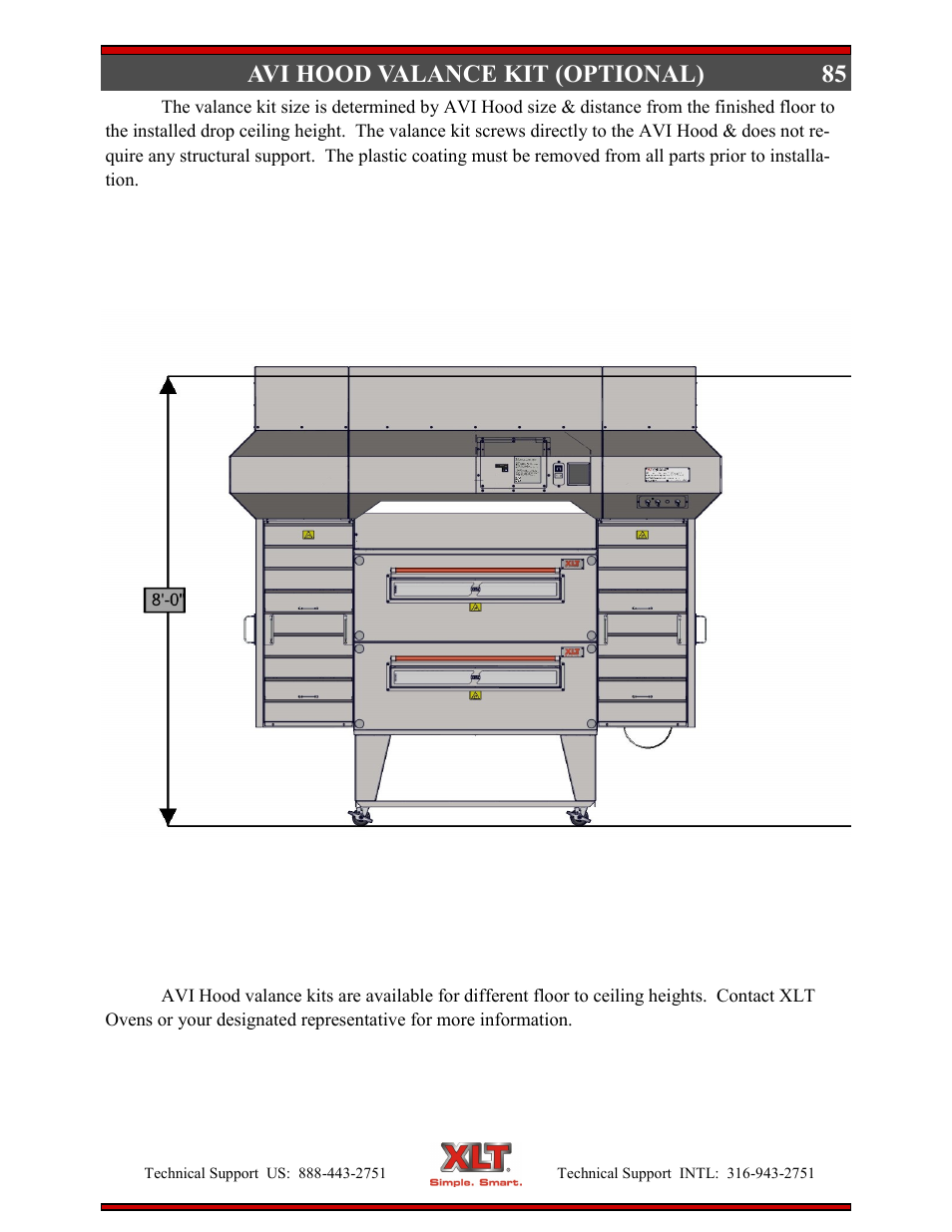85 avi hood valance kit (optional) | XLT XD-9004E User Manual | Page 85 / 114