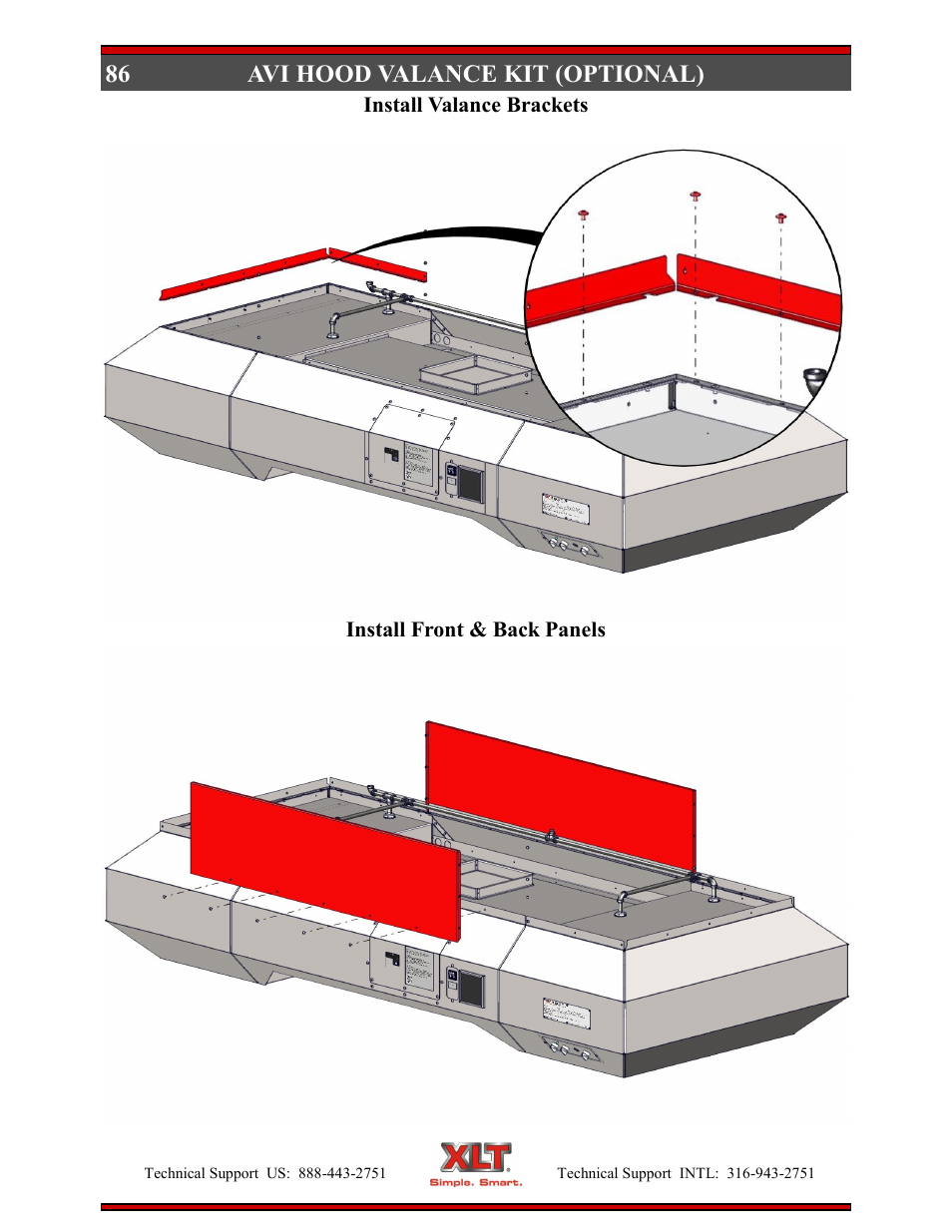 Avi hood valance kit (optional) | XLT XD-9004E User Manual | Page 86 / 114
