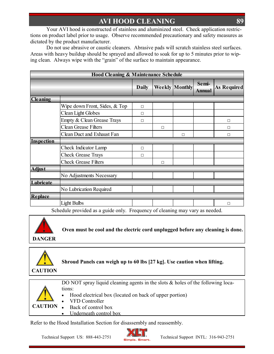 89 avi hood cleaning | XLT XD-9004E User Manual | Page 89 / 114