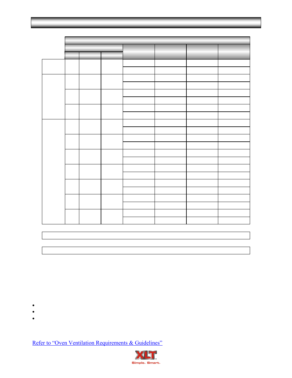 Avi recommended exhaust flow rates | XLT XD-9004B User Manual | Page 42 / 106