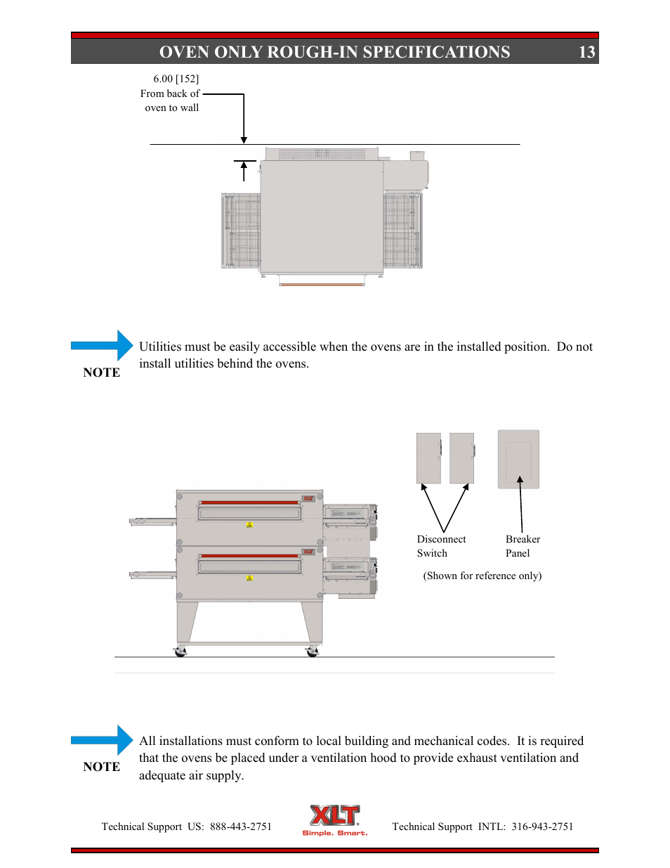 13 oven only rough-in specifications | XLT XD-9005B User Manual | Page 13 / 102