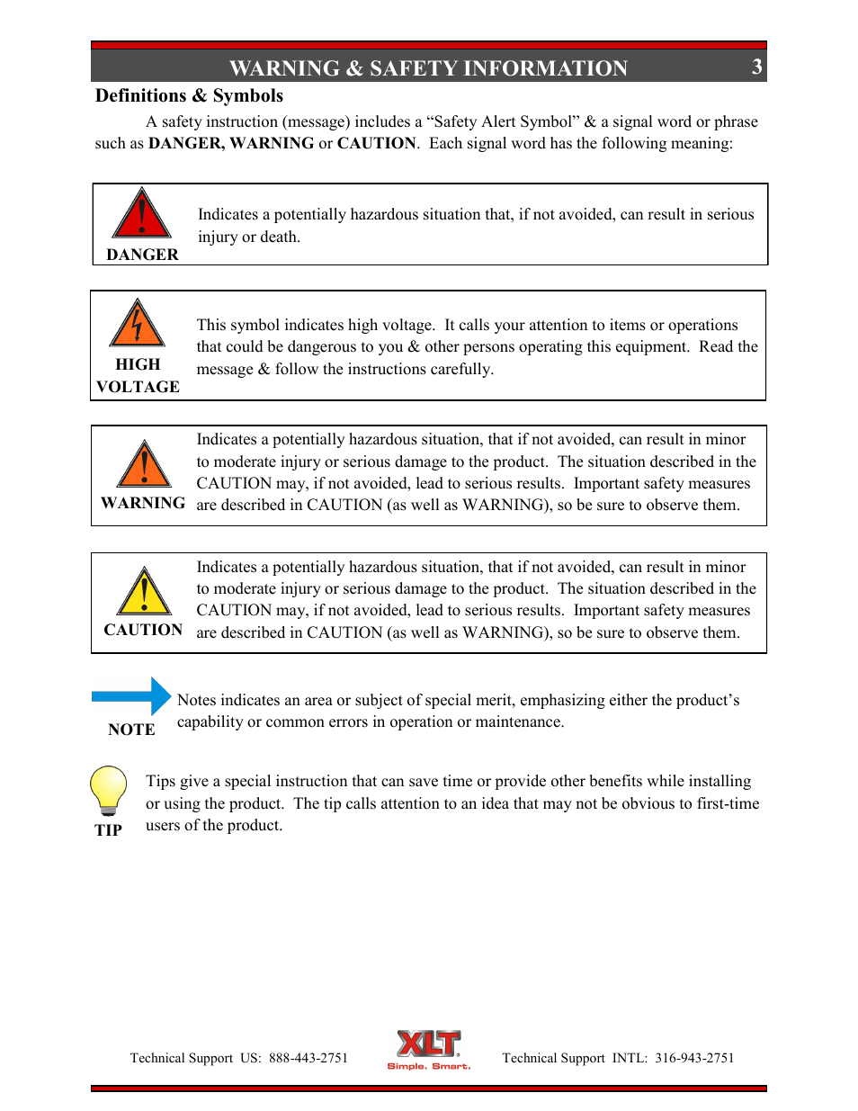 Warning & safety information | XLT XD-9005B User Manual | Page 3 / 102