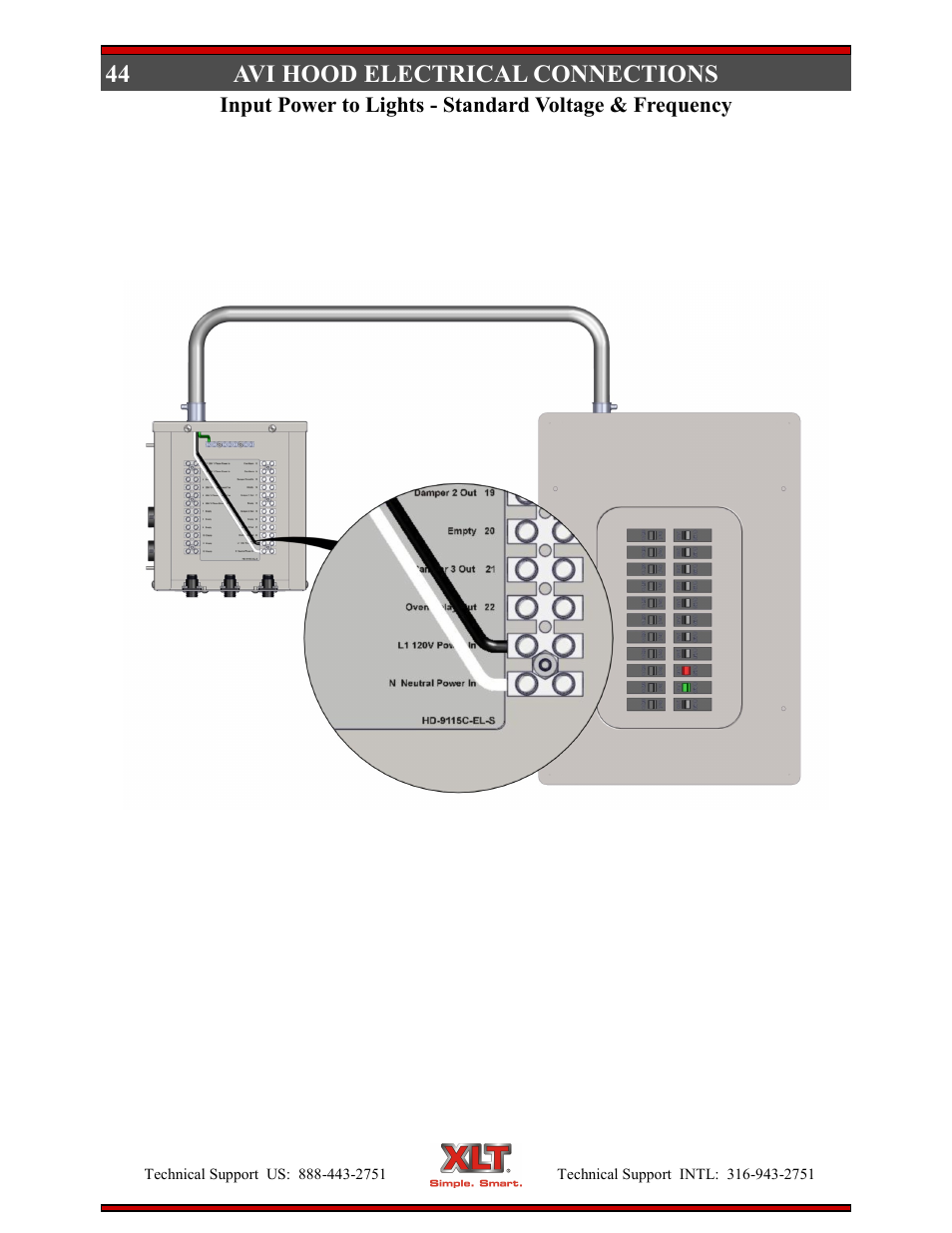 Avi hood electrical connections | XLT XD-9005B User Manual | Page 44 / 102