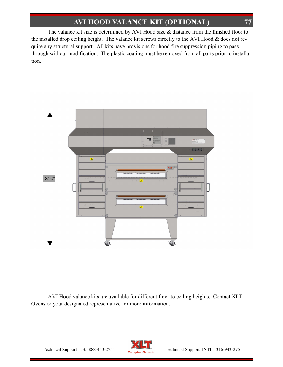 77 avi hood valance kit (optional) | XLT XD-9005B User Manual | Page 77 / 102