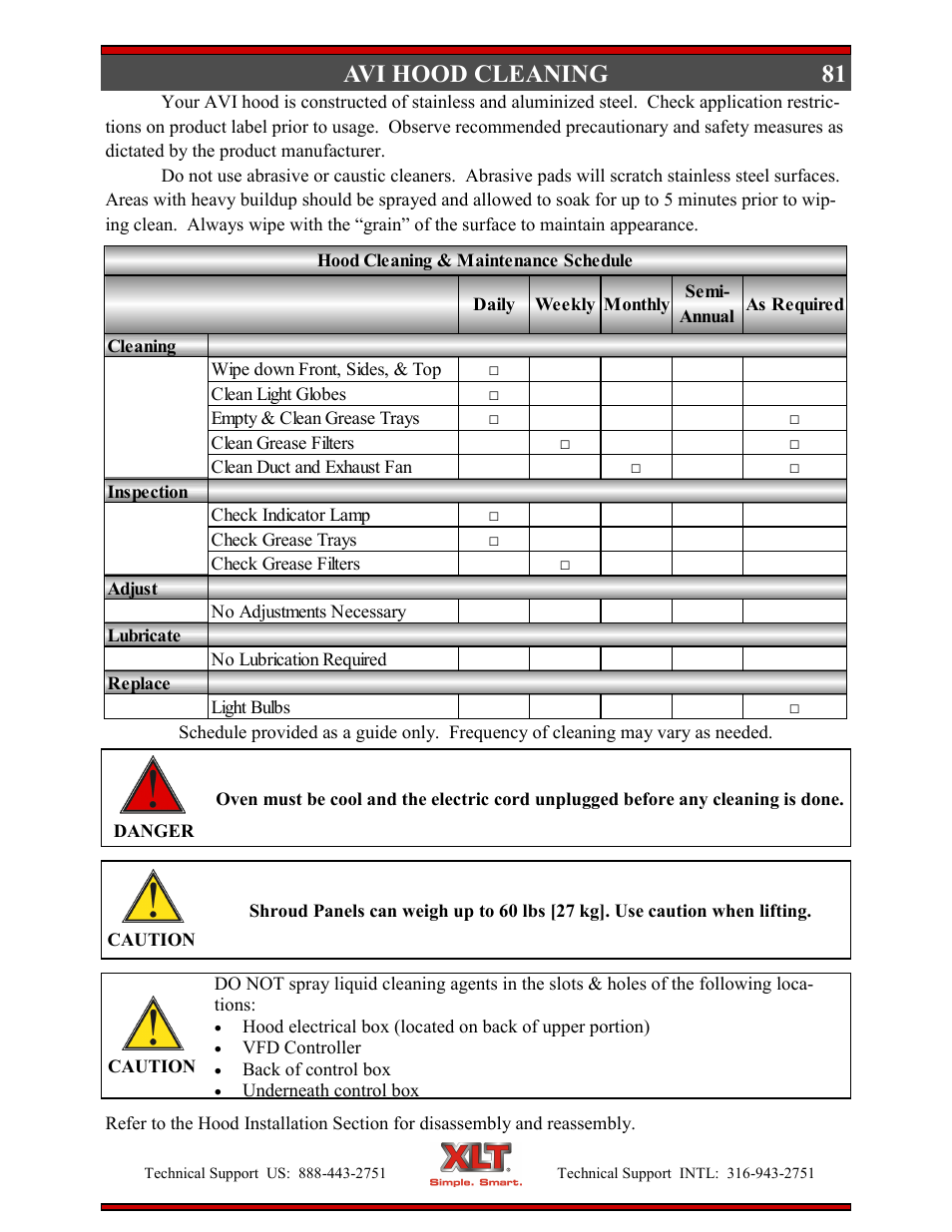81 avi hood cleaning | XLT XD-9005B User Manual | Page 81 / 102
