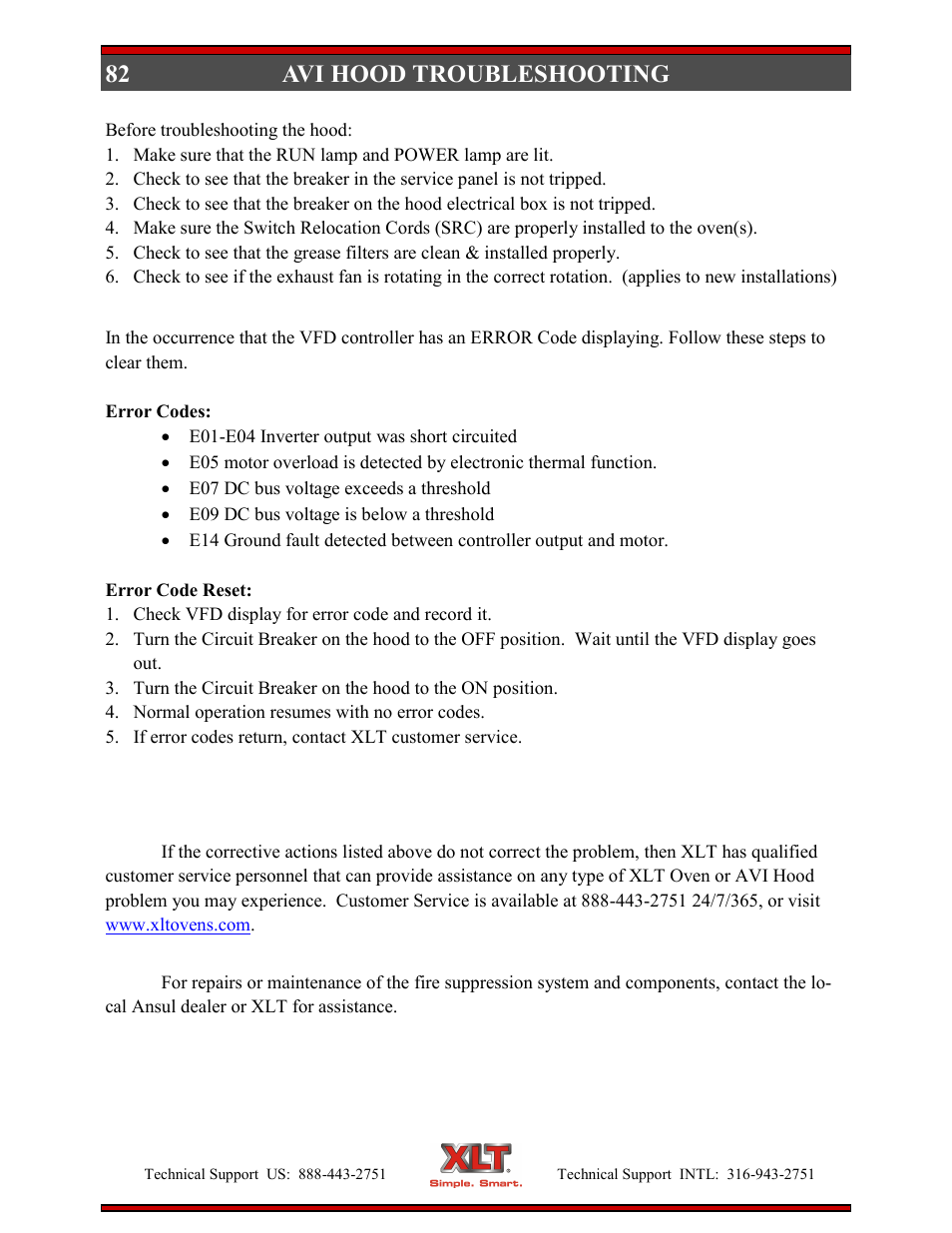 82 avi hood troubleshooting | XLT XD-9005B User Manual | Page 82 / 102