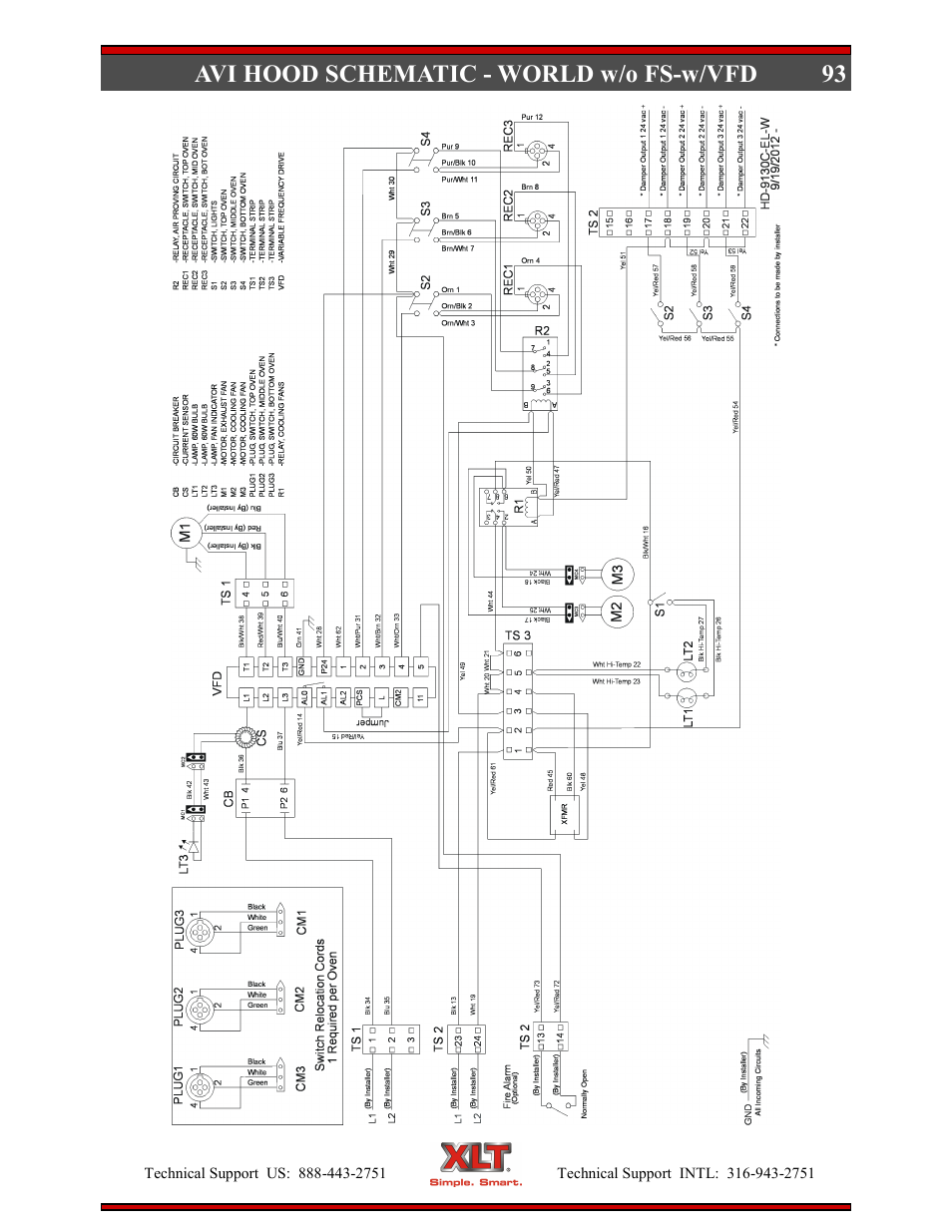 93 avi hood schematic - world w/o fs-w/vfd | XLT XD-9005B User Manual | Page 93 / 102