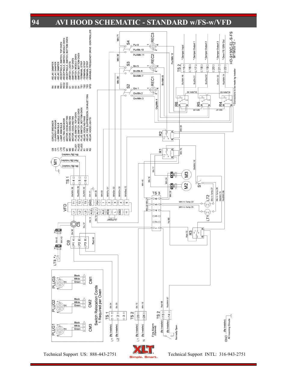 94 avi hood schematic - standard w/fs-w/vfd | XLT XD-9005B User Manual | Page 94 / 102