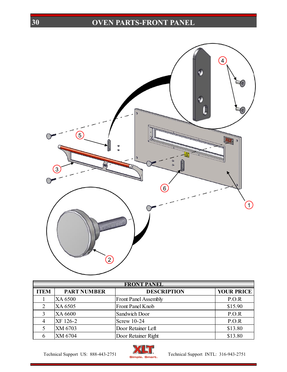30 oven parts-front panel | XLT XD-9006E User Manual | Page 30 / 78