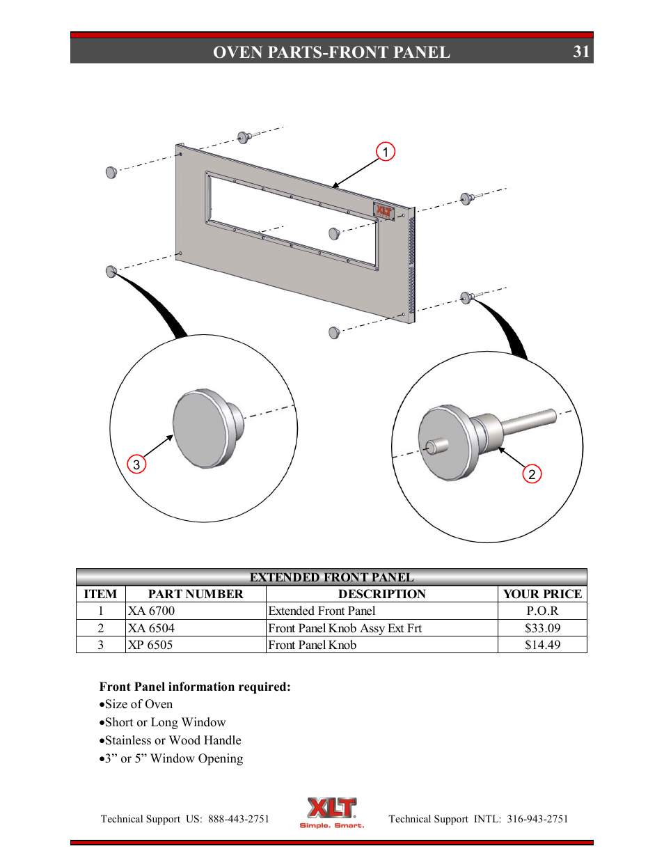 31 oven parts-front panel | XLT XD-9006E User Manual | Page 31 / 78