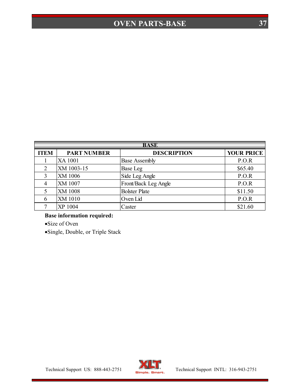 37 oven parts-base | XLT XD-9006E User Manual | Page 37 / 78