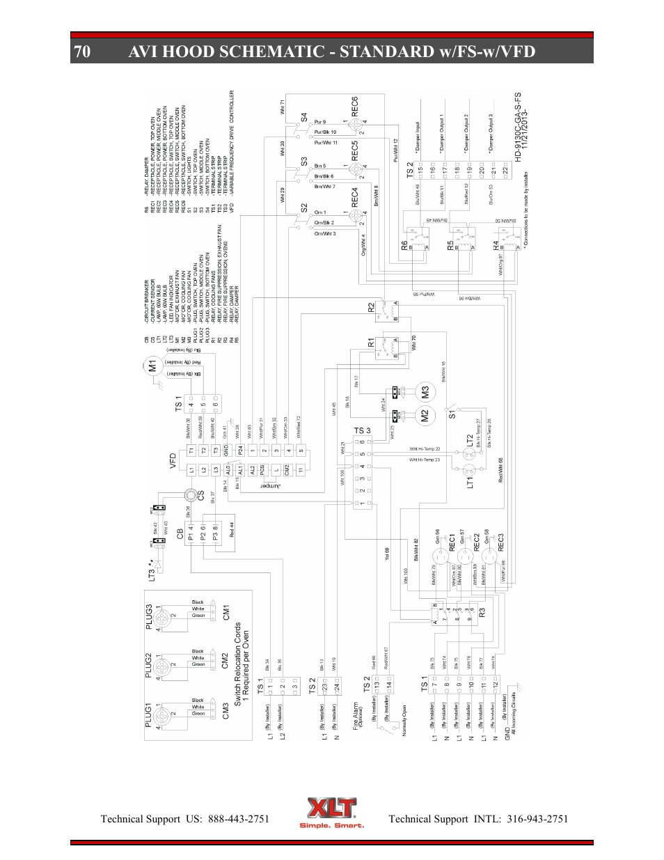 70 avi hood schematic - standard w/fs-w/vfd | XLT XD-9006E User Manual | Page 70 / 78