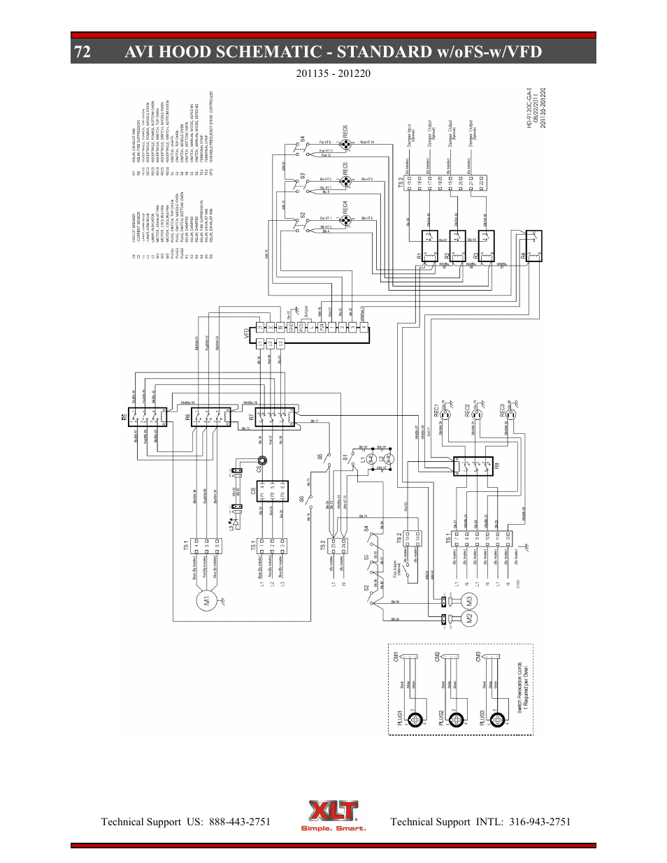 72 avi hood schematic - standard w/ofs-w/vfd | XLT XD-9006E User Manual | Page 72 / 78