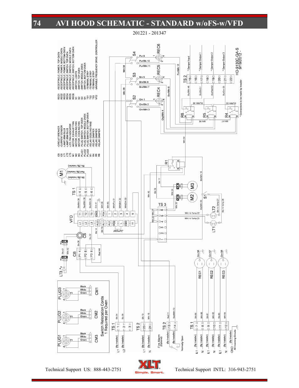 74 avi hood schematic - standard w/ofs-w/vfd | XLT XD-9006E User Manual | Page 74 / 78